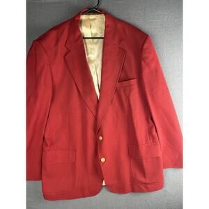 Stafford Jacket XL XLT Red Worsted Wool Twill Blazer Metal Buttons Classic 48L